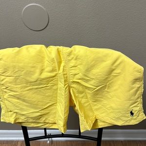 Polo Ralph Lauren Small 5 inch inseam yellow bathing suit with black logo